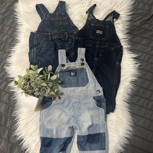 3 pairs of boys 3-6/6 month overalls [3G]